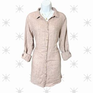 Sigurd Olson 100% Linen Size Large Button Down Shirt Tunic Mauve Holiday Dress